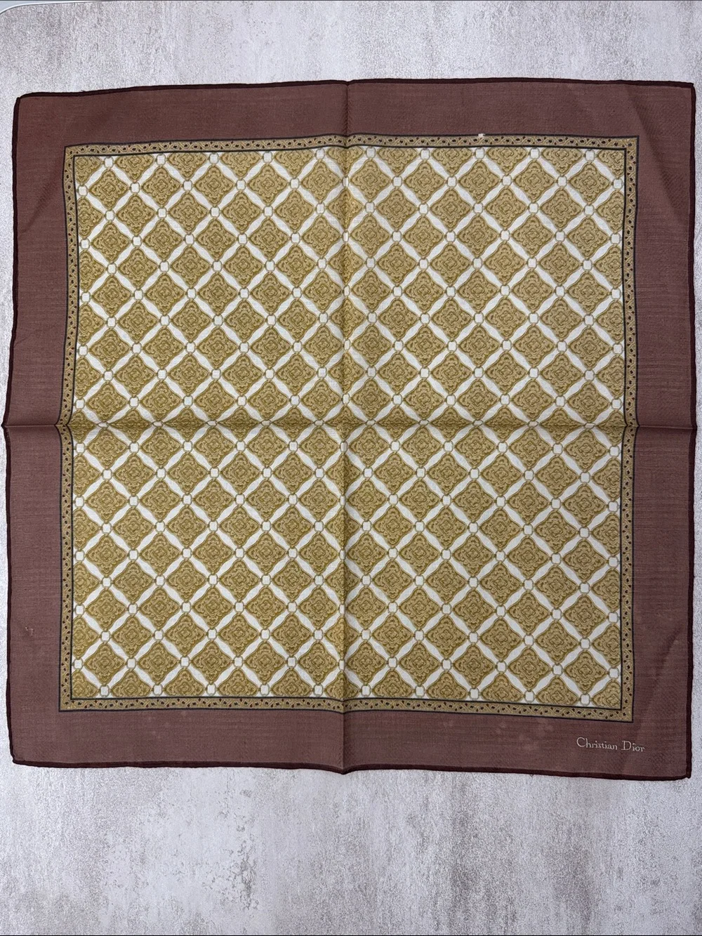Dior Brown and Gold Patterned cotton wool Scarf